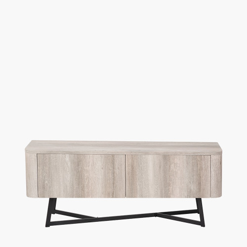 pacific lifestyle Ukiah Grey Oak Veneer and Black Metal 2 Door Low Unit