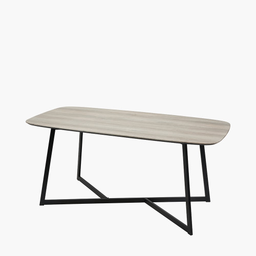 Pacific Lifestyle Ukiah Grey Oak Veneer And Black Metal Dining Table