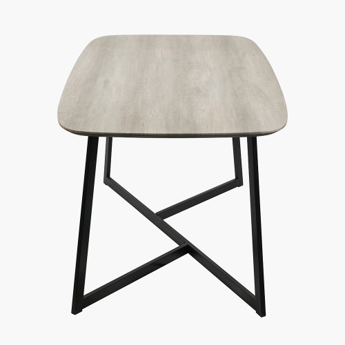 Pacific Lifestyle Ukiah Grey Oak Veneer And Black Metal Dining Table