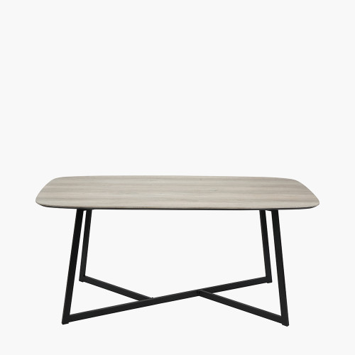 Pacific Lifestyle Ukiah Grey Oak Veneer And Black Metal Dining Table