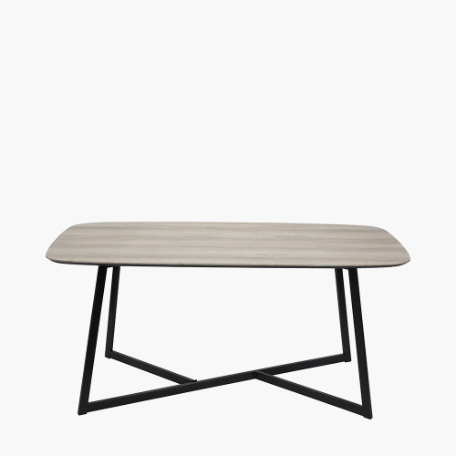 pacific lifestyle Ukiah Grey Oak Veneer and Black Metal Dining Table
