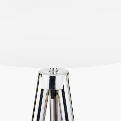 Pacific Lifestyle Vali Silver Metal And Grey Wood Grain Tripod Floor Lamp