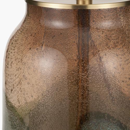 Pacific Lifestyle Valtellina Brown And Green Glass Table Lamp Base With Milos 35cm Natural Linen Tapered Lampshade