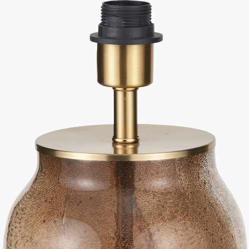 Pacific Lifestyle Valtellina Brown And Green Glass Table Lamp Base With Edward 35cm Natural Linen Cylinder Lampshade