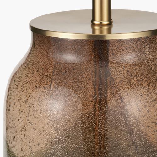 Pacific Lifestyle Valtellina Brown And Green Glass Table Lamp Base With Edward 35cm Natural Linen Cylinder Lampshade