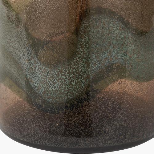 Pacific Lifestyle Valtellina Brown And Green Glass Table Lamp Base With Henry 35cm Taupe Handloom Cylinder Lampshade
