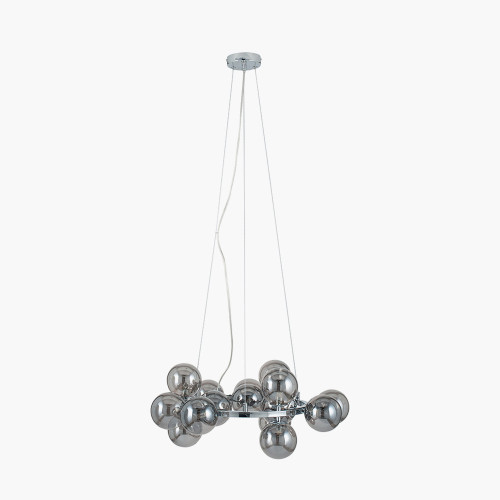 Pacific Lifestyle Vecchio Smoke Glass Ball And Chrome Metal Pendant