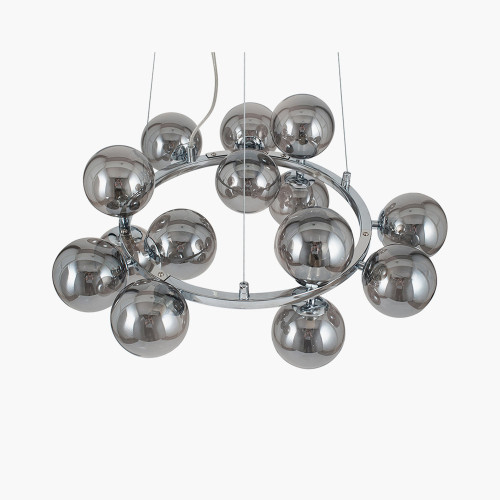 Pacific Lifestyle Vecchio Smoke Glass Ball And Chrome Metal Pendant