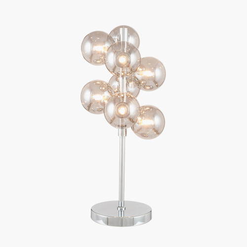 Pacific Lifestyle Vecchio Smoke Glass Orb And Chrome Table Lamp