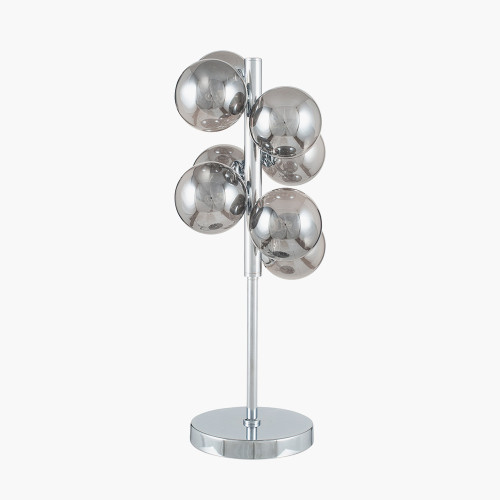 Pacific Lifestyle Vecchio Smoke Glass Orb And Chrome Table Lamp