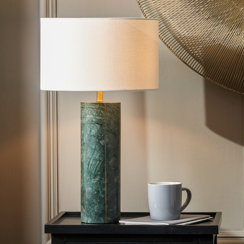 Pacific Lifestyle Venetia Green Marble And Gold Metal Tall Table Lamp