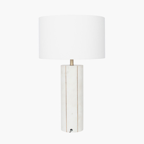Pacific Lifestyle Venetia White Marble And Gold Metal Tall Table Lamp