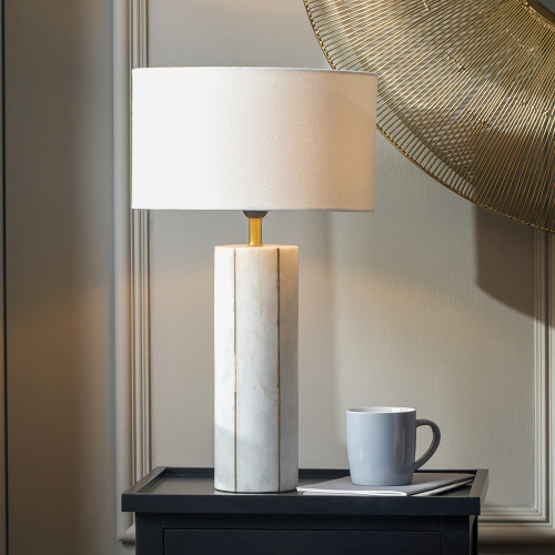 Pacific Lifestyle Venetia White Marble And Gold Metal Tall Table Lamp