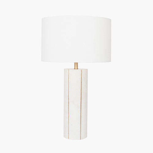 pacific lifestyle Venetia White Marble and Gold Metal Tall Table Lamp