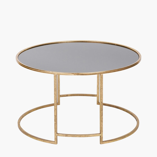 pacific lifestyle Veneziano Antique Gold Metal and Black Glass Coffee Table