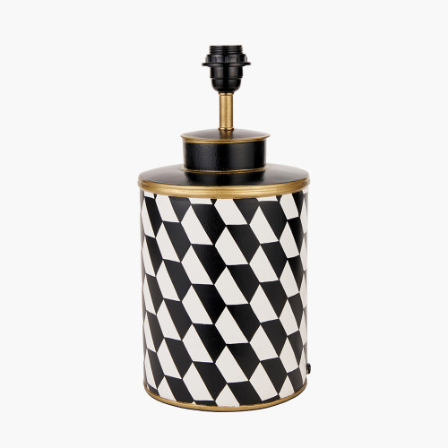 Pacific Lifestyle Victor Black And White Geometric Hand Painted Metal Table Lamp Base
