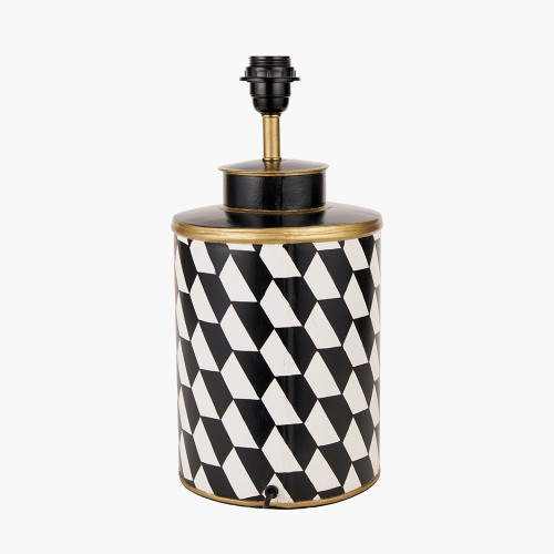 Pacific Lifestyle Victor Black And White Geometric Hand Painted Metal Table Lamp Base