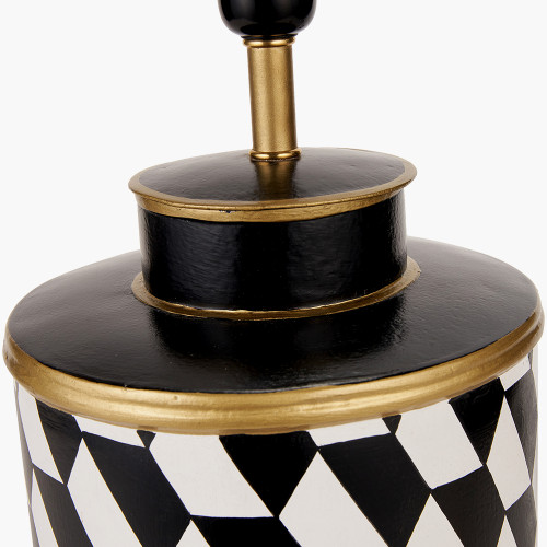 Pacific Lifestyle Victor Black And White Geometric Hand Painted Metal Table Lamp Base