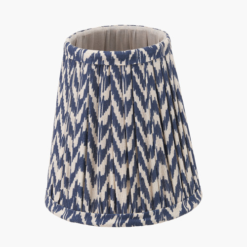 Pacific Lifestyle Vienna 14cm Blue Chevron Tall Taper Mushroom Pleat Candle Clip Lampshade