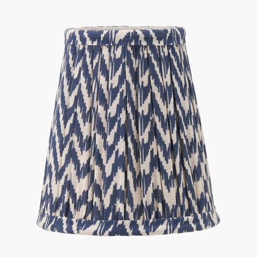 pacific lifestyle Vienna 14cm Blue Chevron Tall Taper Mushroom Pleat Candle Clip Lampshade