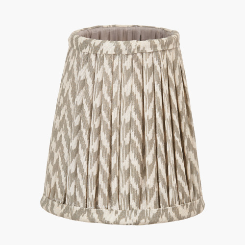 Pacific Lifestyle Vienna 14cm Taupe Chevron Tall Taper Mushroom Pleat Candle Clip Lampshade
