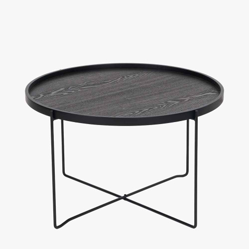 Pacific Lifestyle Voss Black Wood Veneer And Black Metal Coffee Table
