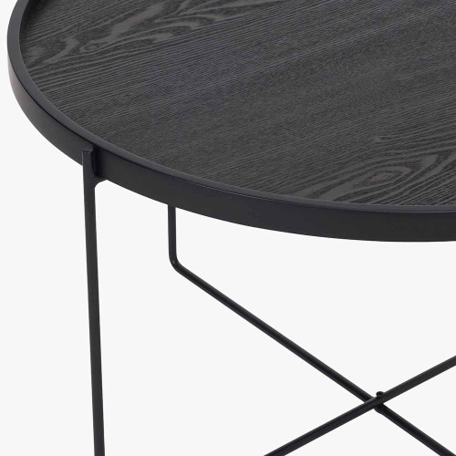 Pacific Lifestyle Voss Black Wood Veneer And Black Metal Coffee Table