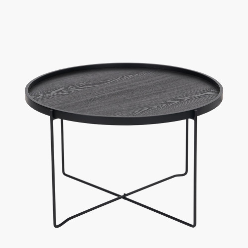 pacific lifestyle Voss Black Wood Veneer and Black Metal Coffee Table