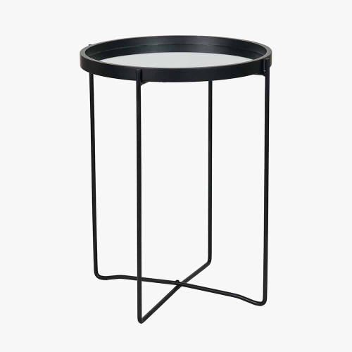 Pacific Lifestyle Voss Mirrored Glass And Black Wood Veneer Side Table