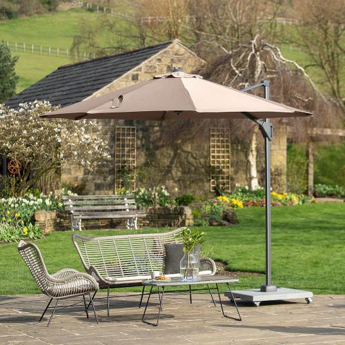 Pacific Lifestyle Voyager T1 3m Round Taupe Free Arm Parasol