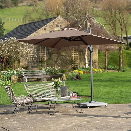 Pacific Lifestyle Voyager T1 3m X 2m Rectangular Taupe Free Arm Parasol