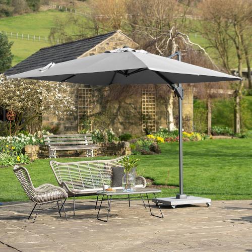 Pacific Lifestyle Voyager T2 2.7m Square Luna Grey Free Arm Parasol