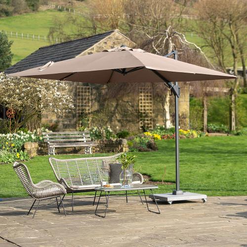Pacific Lifestyle Voyager T2 2.7m Square Taupe Free Arm Parasol