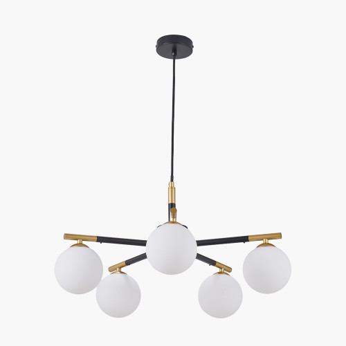 pacific lifestyle Wanda White Orb and Black Metal 5 Light Pendant