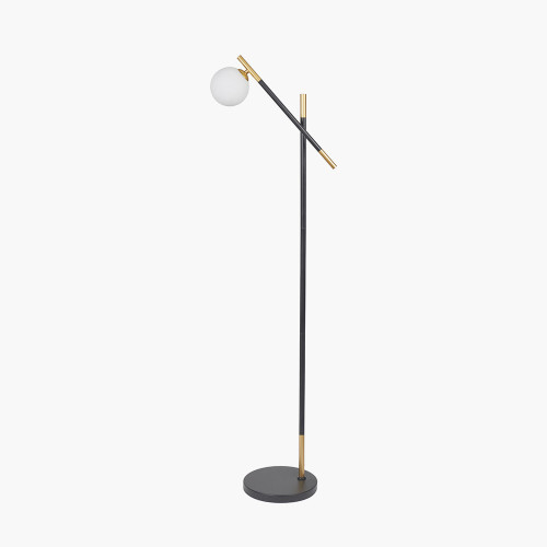 Pacific Lifestyle Wanda White Orb And Black Metal Floor Lamp