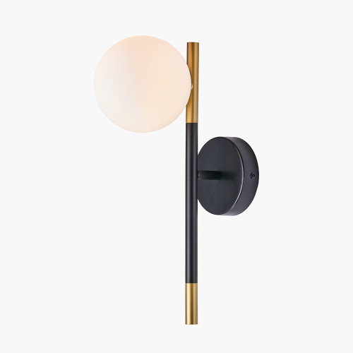 Pacific Lifestyle Wanda White Orb And Black Metal Wall Light
