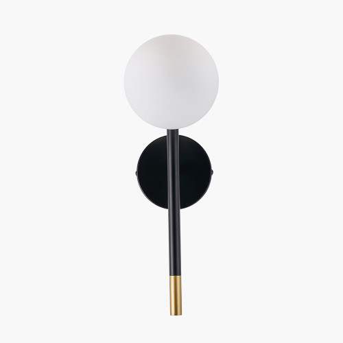 Pacific Lifestyle Wanda White Orb And Black Metal Wall Light