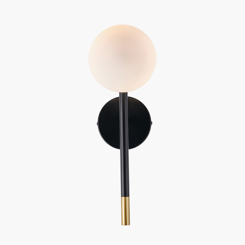 Pacific Lifestyle Wanda White Orb And Black Metal Wall Light