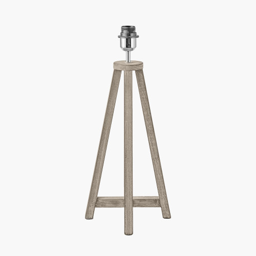 Pacific Lifestyle Whitby Grey Wash Wood Tapered 4 Post Table Lamp Base With Henry 35cm White Handloom Cylinder Lampshade