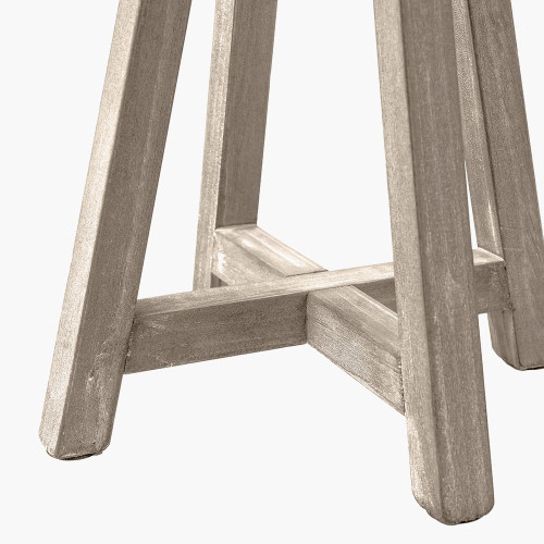 Pacific Lifestyle Whitby Grey Wash Wood Tapered 4 Post Table Lamp Base With Edward 35cm Natural Linen Cylinder Lampshade