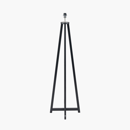 Pacific Lifestyle Whitby Matt Black Wood Tapered 4 Post Floor Lamp Base With Lino 45cm Black Self Lined Linen Cylinder Lampshade