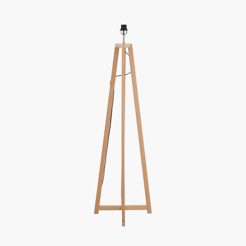 Pacific Lifestyle Whitby Natural Wood Tapered 4 Post Floor Lamp Base With Lino 45cm White Self Lined Linen Cylinder Lampshade