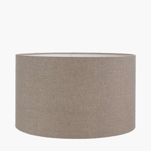Pacific Lifestyle Whitby Natural Wood Tapered 4 Post Table Lamp Base With Edward 35cm Natural Linen Cylinder Lampshade