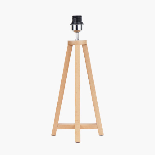 Pacific Lifestyle Whitby Natural Wood Tapered 4 Post Table Lamp Base With Lino 35cm White Self Lined Linen Cylinder Lampshade