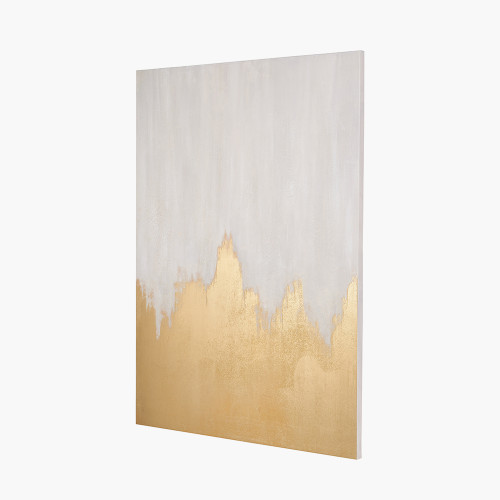 Pacific Lifestyle White And Gold Abstract Frameless Canvas