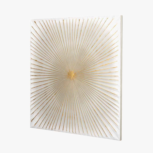 Pacific Lifestyle White And Gold Metal Sunburst Wall Art