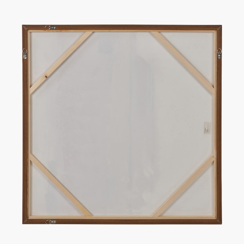 Pacific Lifestyle White And Terracotta Abstract Square Canvas With Oak Effect Frame