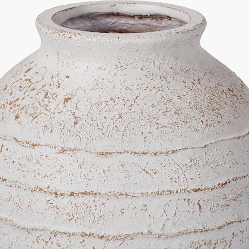 Pacific Lifestyle White Wash Fibrestone Decorative Ribbed Vase Large
