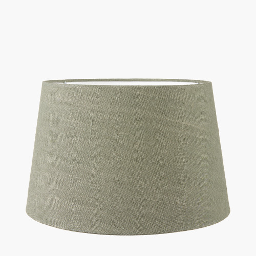 Pacific Lifestyle Willow White Leaf Detail Small Stoneware Table Lamp Base With Milos 25cm Pistachio Green Linen Tapered Lampshade
