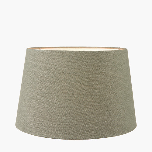 Pacific Lifestyle Willow White Leaf Detail Small Stoneware Table Lamp Base With Milos 25cm Pistachio Green Linen Tapered Lampshade